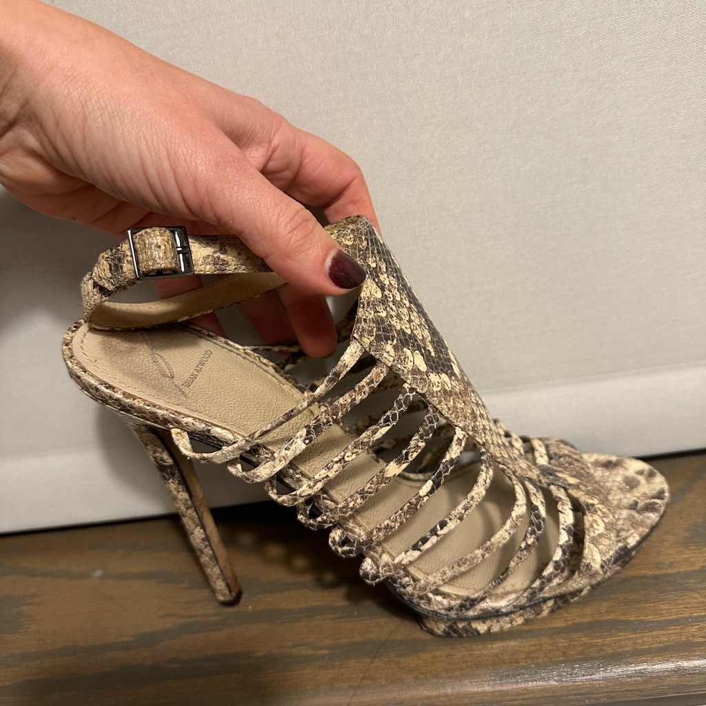 Brian Atwood Python 4” Caged Heels
